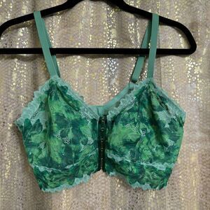 Aerie Green Mission Sunkissed Lace Longline Romantic‎ Bralette XL NWOT